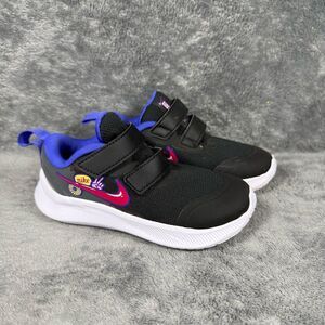 Nike Star Runner 3 SE Velcro Running Shoes Black Pink Rise No Tie TDV